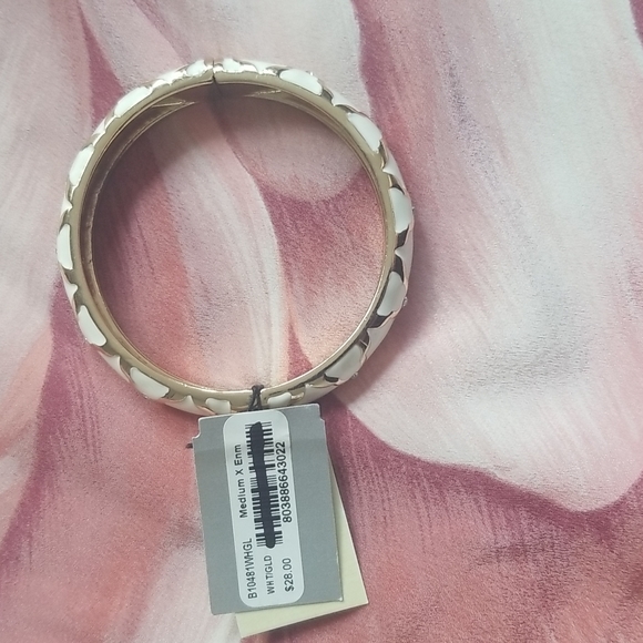 SEQUIN (Set of 2) White Enamel Swarovski Crystal Hinged Bangles Nordstrom NWT - Picture 9 of 9